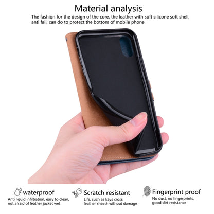 สำหรับ iPhone XR รูปแบบธุรกิจน้ำมันขี้ผึ้งเนื้อซองหนังพลิกแนวนอนพร้อมตัวยึดและช่องเสียบการ์ดและกระเป๋าสตางค์, For iPhone XR