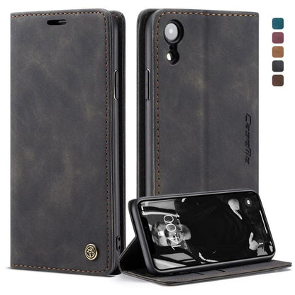 สำหรับ iPhone XR CaseMe-013 มัลติฟังก์ชั่น Retro Frosted ซองหนังพลิกแนวนอนพร้อมช่องเสียบการ์ดและผู้ถือและกระเป๋าสตางค์, For iPhone XR