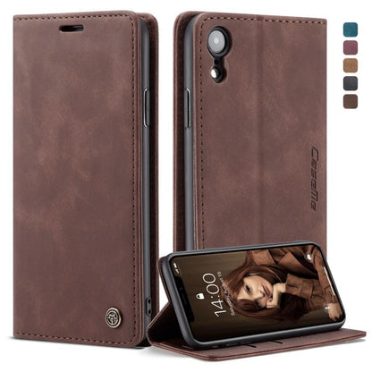 สำหรับ iPhone XR CaseMe-013 มัลติฟังก์ชั่น Retro Frosted ซองหนังพลิกแนวนอนพร้อมช่องเสียบการ์ดและผู้ถือและกระเป๋าสตางค์, For iPhone XR