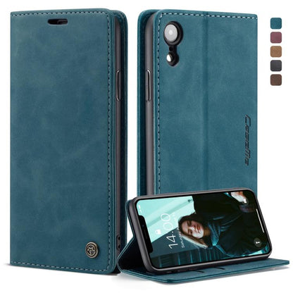 สำหรับ iPhone XR CaseMe-013 มัลติฟังก์ชั่น Retro Frosted ซองหนังพลิกแนวนอนพร้อมช่องเสียบการ์ดและผู้ถือและกระเป๋าสตางค์, For iPhone XR