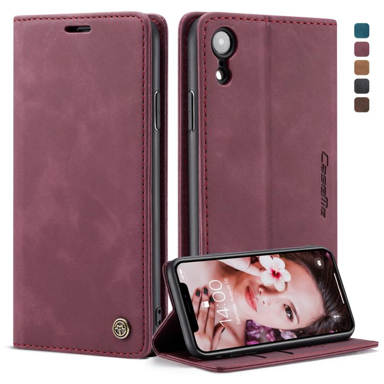 สำหรับ iPhone XR CaseMe-013 มัลติฟังก์ชั่น Retro Frosted ซองหนังพลิกแนวนอนพร้อมช่องเสียบการ์ดและผู้ถือและกระเป๋าสตางค์, For iPhone XR