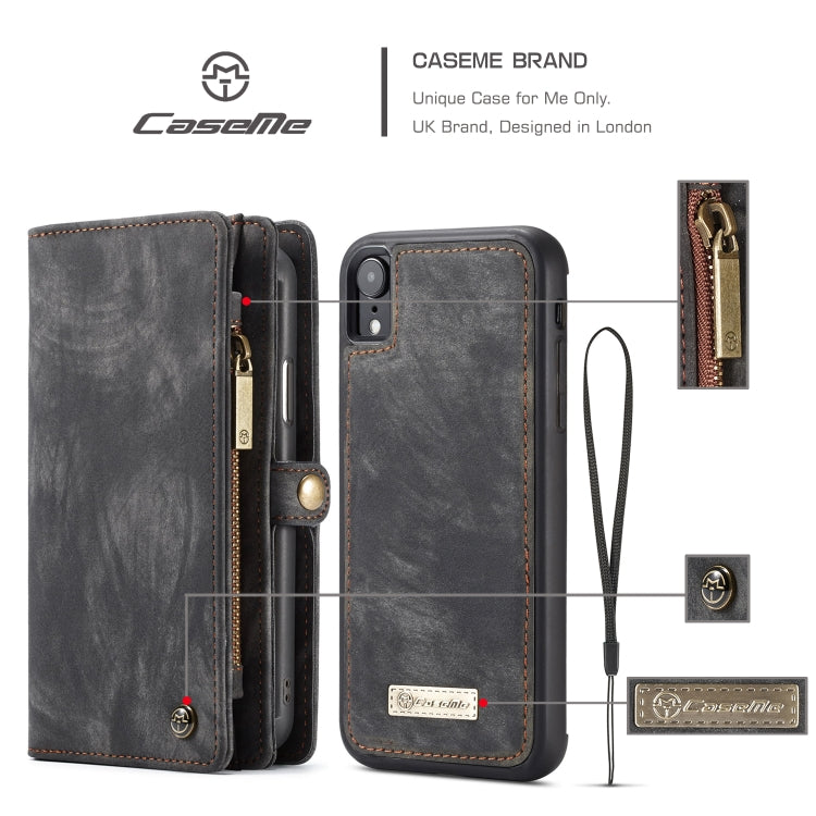 สำหรับ iPhone XR CaseMe ซองหนังพลิกแนวนอนมัลติฟังก์ชั่นที่ถอดออกได้พร้อมช่องเสียบการ์ดและผู้ถือและกระเป๋าสตางค์ซิปและกรอบรูป, For iPhone XR, For iPhone  XR