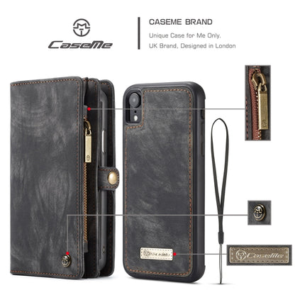 สำหรับ iPhone XR CaseMe ซองหนังพลิกแนวนอนมัลติฟังก์ชั่นที่ถอดออกได้พร้อมช่องเสียบการ์ดและผู้ถือและกระเป๋าสตางค์ซิปและกรอบรูป, For iPhone XR, For iPhone  XR