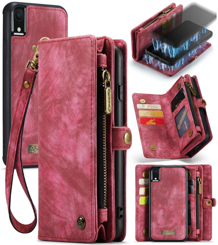 สำหรับ iPhone XR CaseMe ซองหนังพลิกแนวนอนมัลติฟังก์ชั่นที่ถอดออกได้พร้อมช่องเสียบการ์ดและผู้ถือและกระเป๋าสตางค์ซิปและกรอบรูป, For iPhone XR, For iPhone  XR