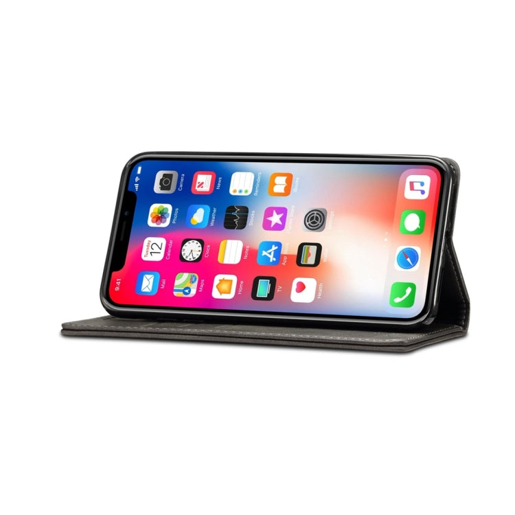 สำหรับ iPhone XR Suteni ซองหนังพลิกแนวนอนเนื้อลูกวัวพร้อมตัวยึดและช่องเสียบการ์ดและกระเป๋าสตางค์, iPhone XR