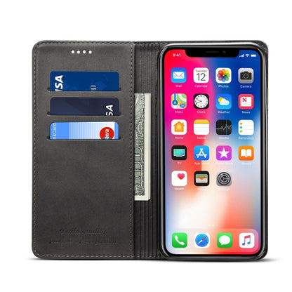 สำหรับ iPhone XR Suteni ซองหนังพลิกแนวนอนเนื้อลูกวัวพร้อมตัวยึดและช่องเสียบการ์ดและกระเป๋าสตางค์, iPhone XR