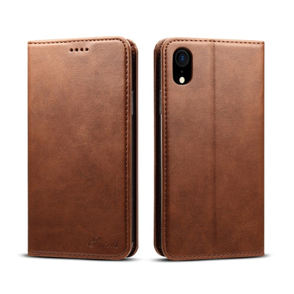 สำหรับ iPhone XR Suteni ซองหนังพลิกแนวนอนเนื้อลูกวัวพร้อมตัวยึดและช่องเสียบการ์ดและกระเป๋าสตางค์, iPhone XR