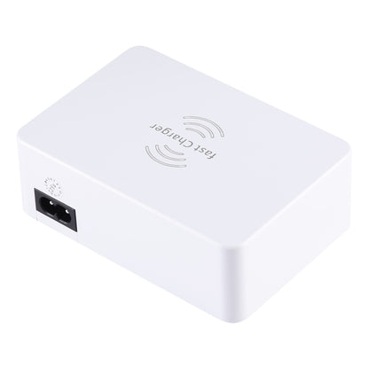 WLX818F 6 in 1 10W QC3.0 การชาร์จแบบไร้สาย USB-C / Type-C + 4 พอร์ต USB ที่ชาร์จพร้อมหน้าจอแสดงผล LCD อัจฉริยะ, ปลั๊ก EU / AU, EU / AU Plug (White)