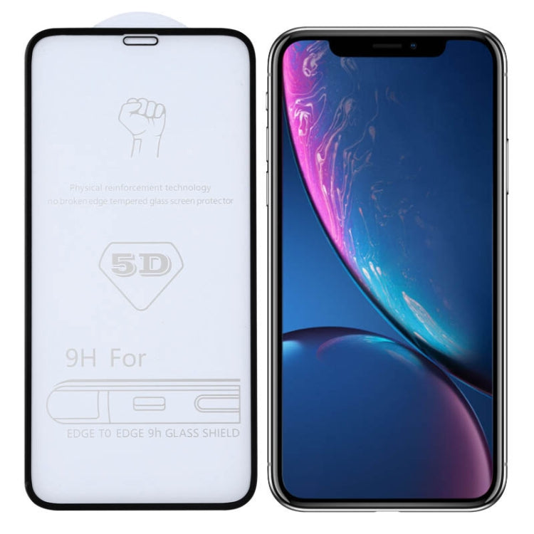 สำหรับ iPhone XR 9H 5D Full กาวฟิล์มกระจกนิรภัยแบบเต็มหน้าจอ, For iPhone XR (1 PC)