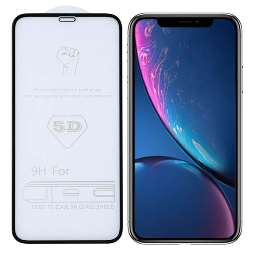 สำหรับ iPhone XR 9H 5D Full กาวฟิล์มกระจกนิรภัยแบบเต็มหน้าจอ, For iPhone XR (1 PC)