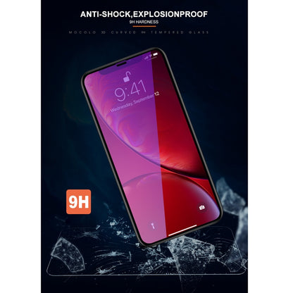 สำหรับ iPhone 11 / XR mocolo 0.33mm 9H 3D รอบขอบฟิล์มกระจกนิรภัยป้องกันรังสีบลูเรย์, iPhone XR