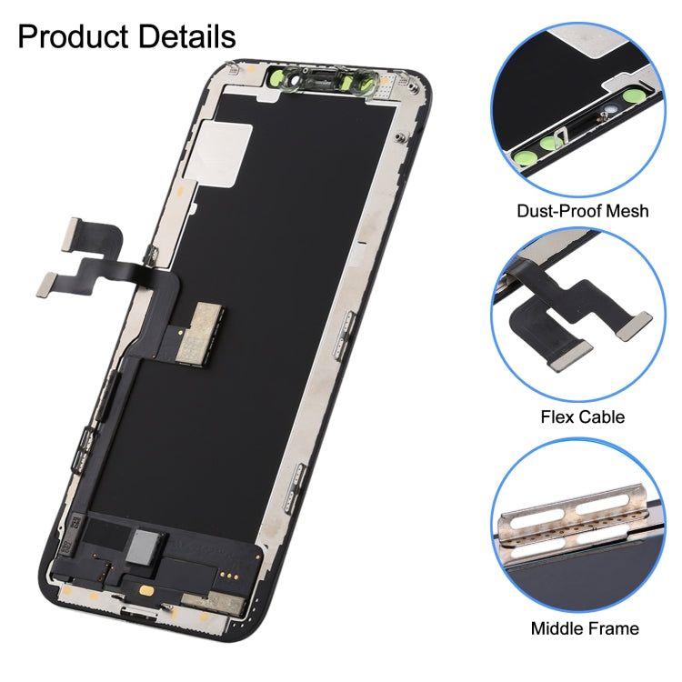หน้าจอ LCD วัสดุ OLED แบบอ่อนและชุดประกอบ Digitizer สำหรับ iPhone XS, For iPhone XS (Hard OLED)