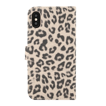 สำหรับ iPhone XS ซองหนังพลิกแนวนอนลายเสือดาวพร้อมตัวยึดและช่องเสียบการ์ด, For XS