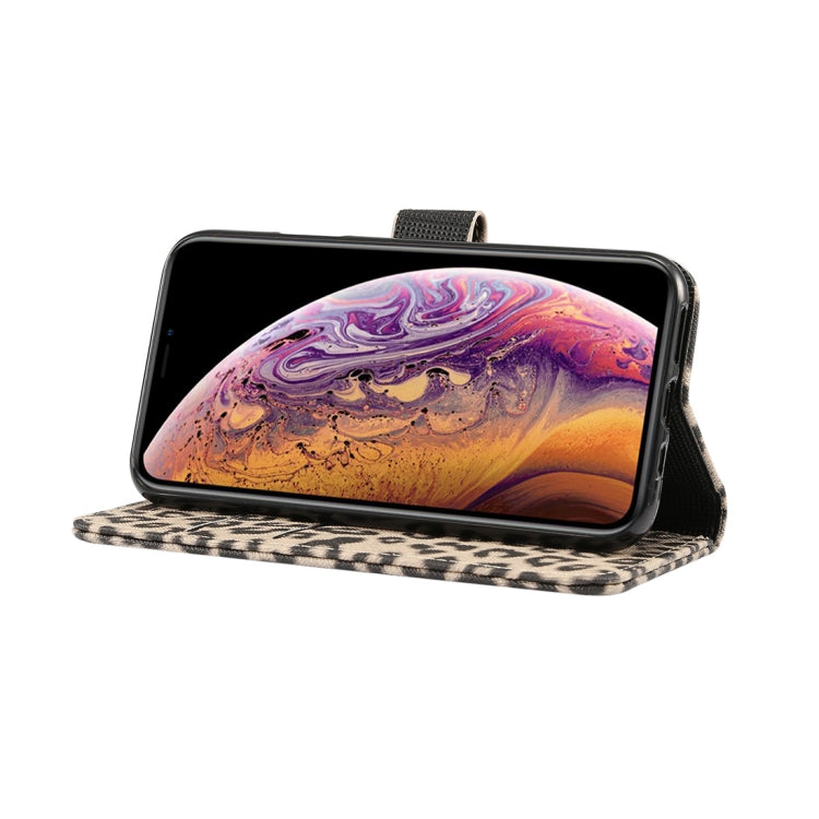 สำหรับ iPhone XS ซองหนังพลิกแนวนอนลายเสือดาวพร้อมตัวยึดและช่องเสียบการ์ด, For XS