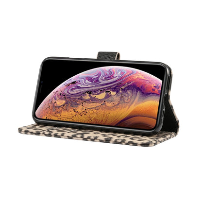 สำหรับ iPhone XS ซองหนังพลิกแนวนอนลายเสือดาวพร้อมตัวยึดและช่องเสียบการ์ด, For XS