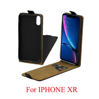 สำหรับ iPhone XR ซองหนังพลิกแนวตั้งสไตล์ธุรกิจพร้อมช่องเสียบการ์ด, For XR