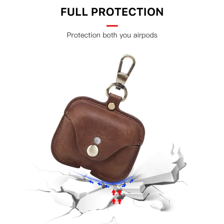 CF1108 สำหรับ AirPods Pro เนื้อม้าบ้าหูฟังเคสหนังป้องกันพร้อมตะขอ, For AirPods Pro