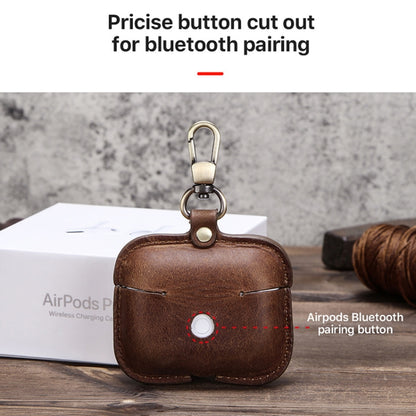 CF1108 สำหรับ AirPods Pro เนื้อม้าบ้าหูฟังเคสหนังป้องกันพร้อมตะขอ, For AirPods Pro
