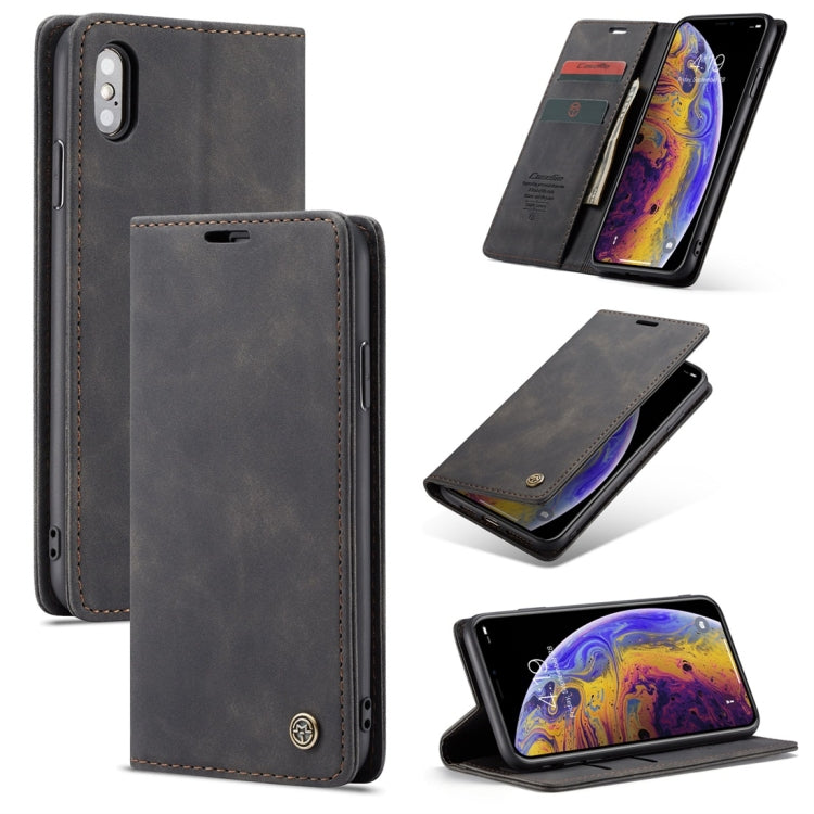 สำหรับ iPhone X / XS CaseMe-013 ซองหนังพลิกแนวนอนแบบมัลติฟังก์ชั่น Retro Frosted พร้อมช่องเสียบการ์ดและที่วางและกระเป๋าสตางค์, For iPhone X / XS