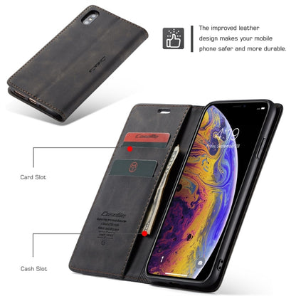 สำหรับ iPhone X / XS CaseMe-013 ซองหนังพลิกแนวนอนแบบมัลติฟังก์ชั่น Retro Frosted พร้อมช่องเสียบการ์ดและที่วางและกระเป๋าสตางค์, For iPhone X / XS
