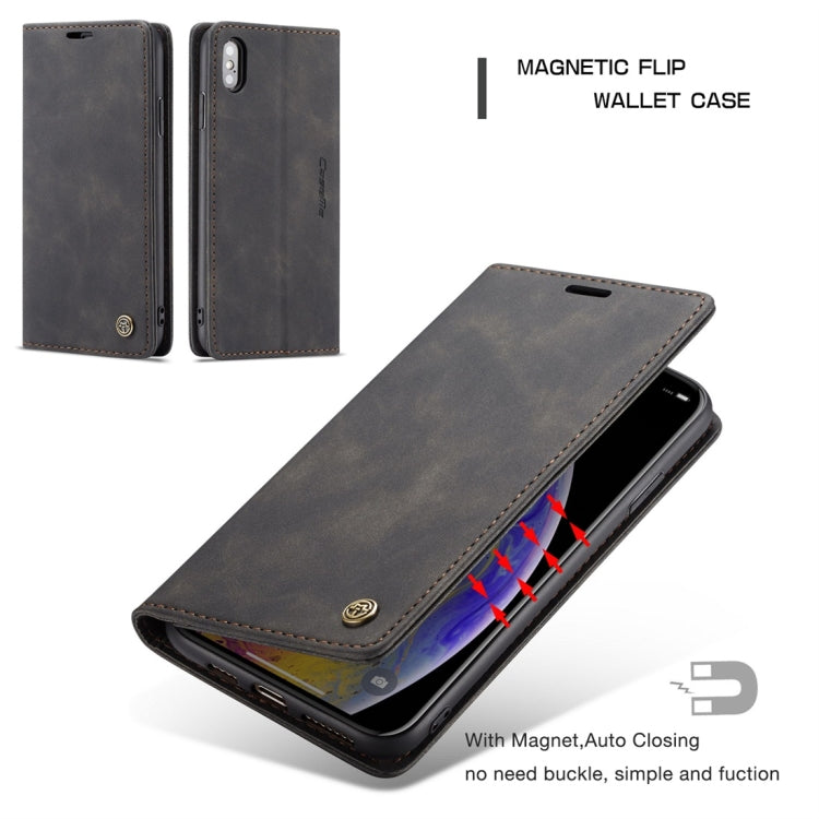 สำหรับ iPhone X / XS CaseMe-013 ซองหนังพลิกแนวนอนแบบมัลติฟังก์ชั่น Retro Frosted พร้อมช่องเสียบการ์ดและที่วางและกระเป๋าสตางค์, For iPhone X / XS