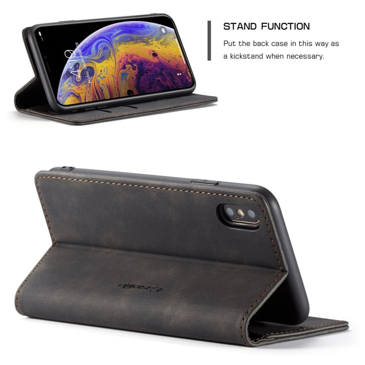 สำหรับ iPhone X / XS CaseMe-013 ซองหนังพลิกแนวนอนแบบมัลติฟังก์ชั่น Retro Frosted พร้อมช่องเสียบการ์ดและที่วางและกระเป๋าสตางค์, For iPhone X / XS
