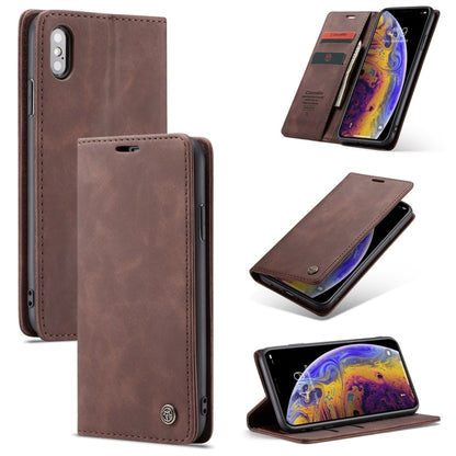สำหรับ iPhone X / XS CaseMe-013 ซองหนังพลิกแนวนอนแบบมัลติฟังก์ชั่น Retro Frosted พร้อมช่องเสียบการ์ดและที่วางและกระเป๋าสตางค์, For iPhone X / XS