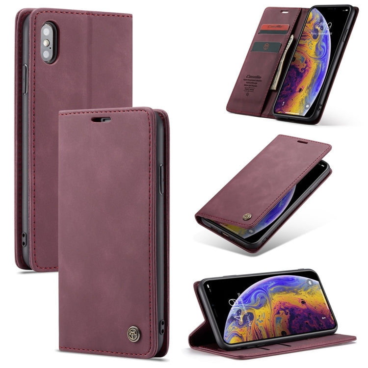 สำหรับ iPhone X / XS CaseMe-013 ซองหนังพลิกแนวนอนแบบมัลติฟังก์ชั่น Retro Frosted พร้อมช่องเสียบการ์ดและที่วางและกระเป๋าสตางค์, For iPhone X / XS