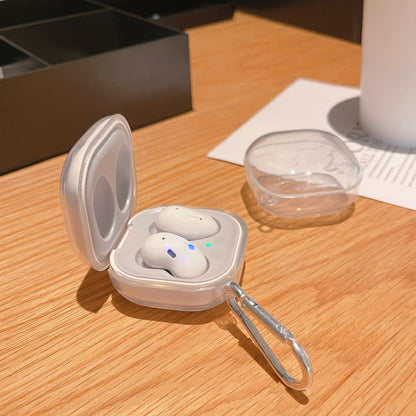 หูฟังไร้สายโปร่งใสเคสป้องกัน TPU ป้องกันการล่มสลายพร้อมตะขอสำหรับ Samsung Galaxy Buds Live