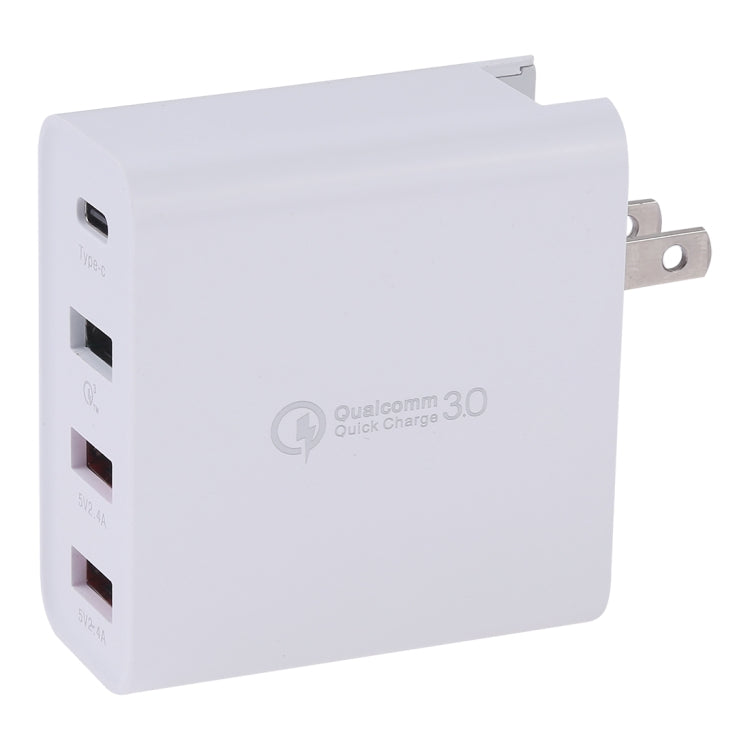 A3P 3A เอาต์พุตสูงสุด USB-C / Type-C + QC3.0 + Dual USB 4 พอร์ตที่ชาร์จสำหรับเดินทางบนผนัง, ปลั๊ก US, US Plug