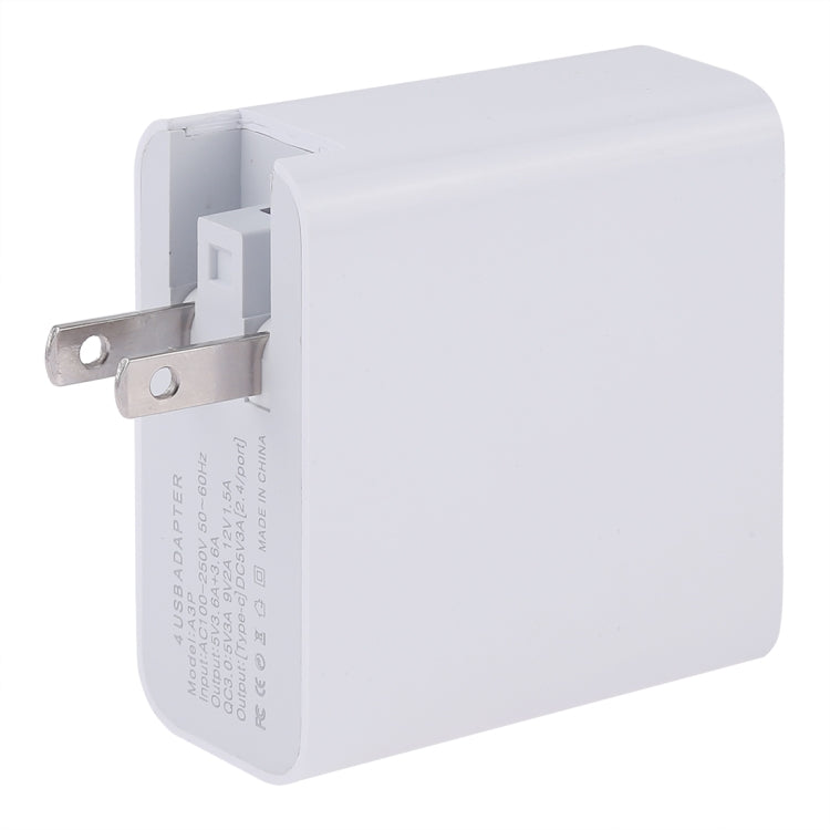 A3P 3A เอาต์พุตสูงสุด USB-C / Type-C + QC3.0 + Dual USB 4 พอร์ตที่ชาร์จสำหรับเดินทางบนผนัง, ปลั๊ก US, US Plug