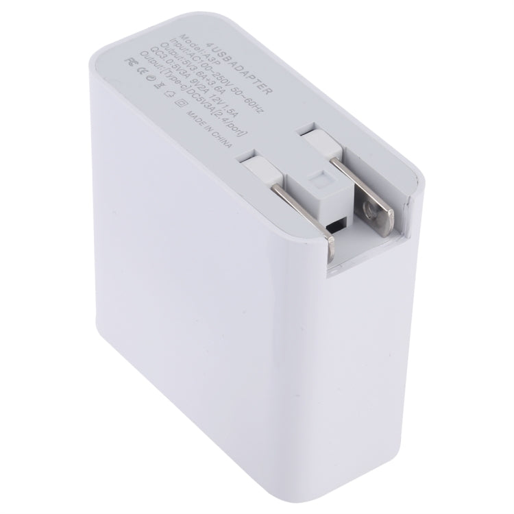 A3P 3A เอาต์พุตสูงสุด USB-C / Type-C + QC3.0 + Dual USB 4 พอร์ตที่ชาร์จสำหรับเดินทางบนผนัง, ปลั๊ก US, US Plug