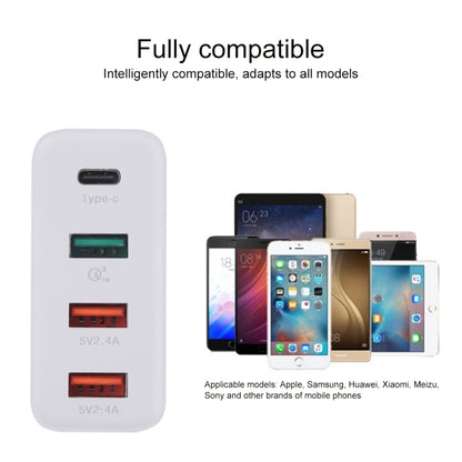 A3P 3A เอาต์พุตสูงสุด USB-C / Type-C + QC3.0 + Dual USB 4 พอร์ตที่ชาร์จสำหรับเดินทางบนผนัง, ปลั๊ก US, US Plug