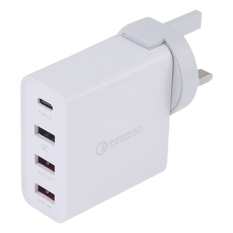 A3P 3A เอาต์พุตสูงสุด USB-C / Type-C + QC3.0 + Dual USB 4 พอร์ตที่ชาร์จสำหรับเดินทางบนผนัง, ปลั๊ก UK, UK Plug