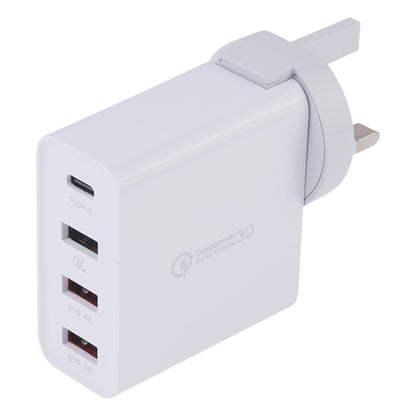 A3P 3A เอาต์พุตสูงสุด USB-C / Type-C + QC3.0 + Dual USB 4 พอร์ตที่ชาร์จสำหรับเดินทางบนผนัง, ปลั๊ก UK, UK Plug