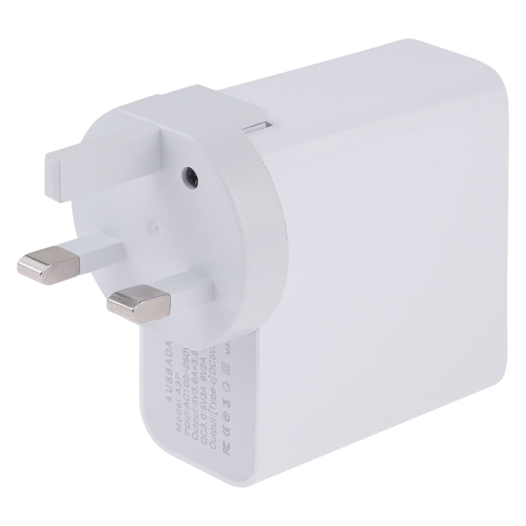 A3P 3A เอาต์พุตสูงสุด USB-C / Type-C + QC3.0 + Dual USB 4 พอร์ตที่ชาร์จสำหรับเดินทางบนผนัง, ปลั๊ก UK, UK Plug
