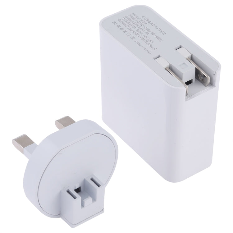 A3P 3A เอาต์พุตสูงสุด USB-C / Type-C + QC3.0 + Dual USB 4 พอร์ตที่ชาร์จสำหรับเดินทางบนผนัง, ปลั๊ก UK, UK Plug
