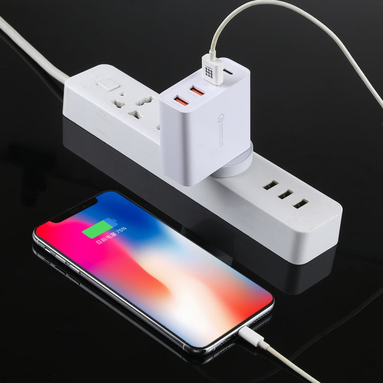 A3P 3A เอาต์พุตสูงสุด USB-C / Type-C + QC3.0 + Dual USB 4 พอร์ตที่ชาร์จสำหรับเดินทางบนผนัง, ปลั๊ก UK, UK Plug