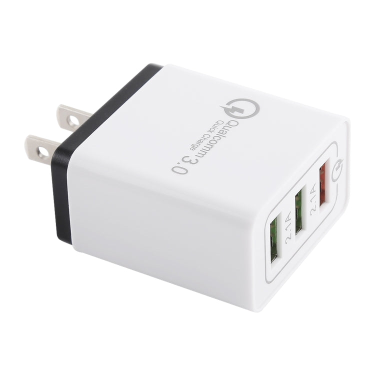 AR-QC-03 2.1A 3 พอร์ต USB ที่ชาร์จแบบชาร์จไฟแบบรวดเร็ว, ปลั๊ก US, AR-QC-03 US, AR-QC-03 US Plug Blue