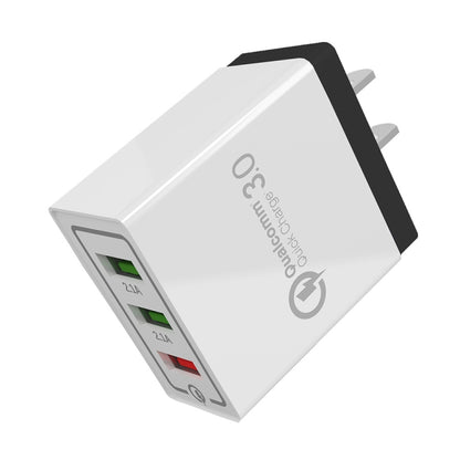 AR-QC-03 2.1A 3 พอร์ต USB ที่ชาร์จแบบชาร์จไฟแบบรวดเร็ว, ปลั๊ก US, AR-QC-03 US, AR-QC-03 US Plug Blue