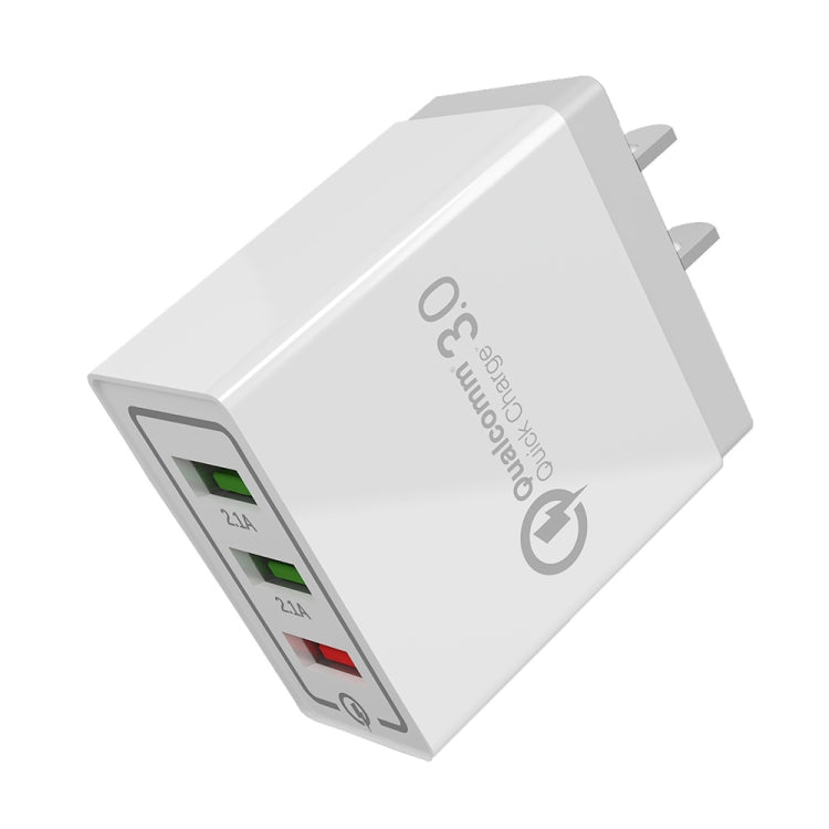 AR-QC-03 2.1A 3 พอร์ต USB ที่ชาร์จแบบชาร์จไฟแบบรวดเร็ว, ปลั๊ก US, AR-QC-03 US, AR-QC-03 US Plug Blue