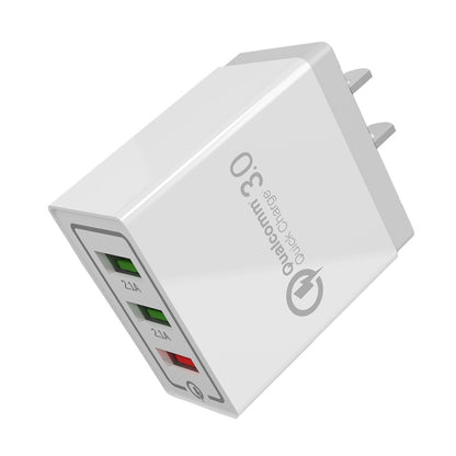 AR-QC-03 2.1A 3 พอร์ต USB ที่ชาร์จแบบชาร์จไฟแบบรวดเร็ว, ปลั๊ก US, AR-QC-03 US, AR-QC-03 US Plug Blue