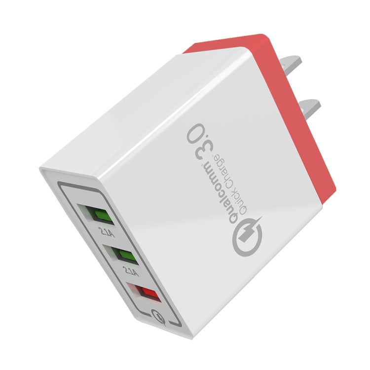 AR-QC-03 2.1A 3 พอร์ต USB ที่ชาร์จแบบชาร์จไฟแบบรวดเร็ว, ปลั๊ก US, AR-QC-03 US, AR-QC-03 US Plug Blue