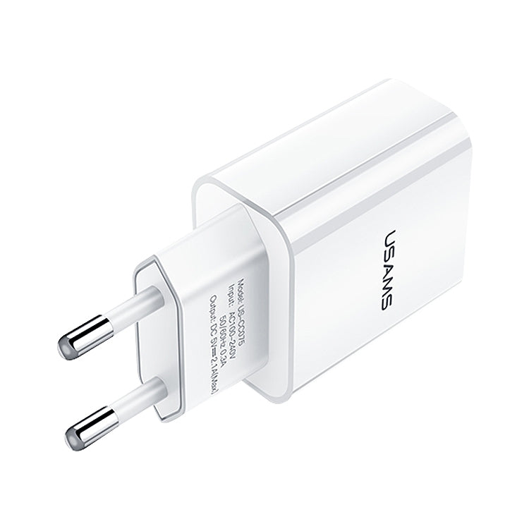 USAMS US-CC075 T18 2.1A ที่ชาร์จสำหรับเดินทาง USB เดี่ยว ปลั๊ก EU, EU Plug