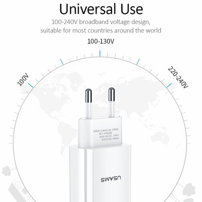 USAMS US-CC075 T18 2.1A ที่ชาร์จสำหรับเดินทาง USB เดี่ยว ปลั๊ก EU, EU Plug