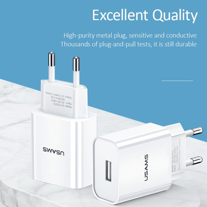 USAMS US-CC075 T18 2.1A ที่ชาร์จสำหรับเดินทาง USB เดี่ยว ปลั๊ก EU, EU Plug