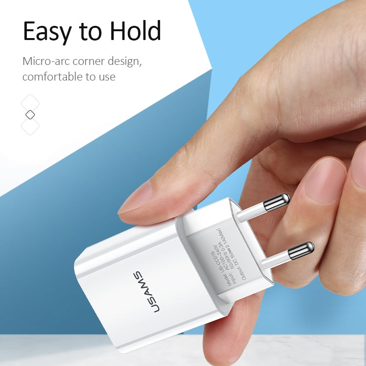 USAMS US-CC075 T18 2.1A ที่ชาร์จสำหรับเดินทาง USB เดี่ยว ปลั๊ก EU, EU Plug