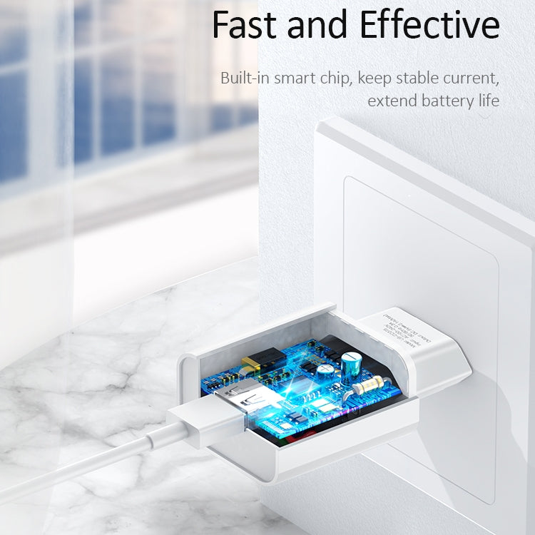 USAMS US-CC075 T18 2.1A ที่ชาร์จสำหรับเดินทาง USB เดี่ยว ปลั๊ก EU, EU Plug