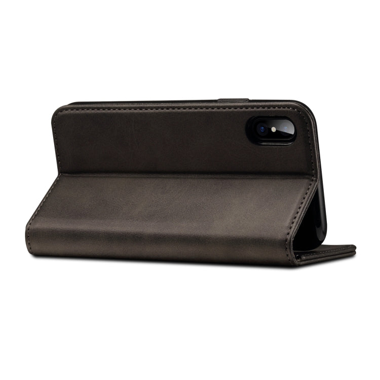 สำหรับ iPhone X / XS Suteni Calf Texture ซองหนังพลิกแนวนอนพร้อมตัวยึดและช่องเสียบการ์ดและกระเป๋าสตางค์, iPhone X / XS