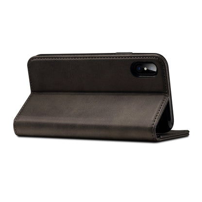สำหรับ iPhone X / XS Suteni Calf Texture ซองหนังพลิกแนวนอนพร้อมตัวยึดและช่องเสียบการ์ดและกระเป๋าสตางค์, iPhone X / XS